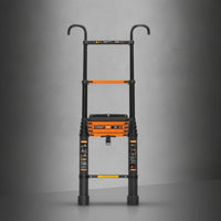 Telescopic Ladder with Hooks Aluminum Folding Extension Ladder Compact for Home Craftsmen, Homeowners, Home Maintenance, Loft Access, Roof Work
