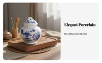 Airtight Seal Chinese Floral Tea Jar Decorative Blue and White Porcelain Jar Housewarming Gift Chinese Design Tea Container for Home Decorators, Collectors, Homeowners, Shelf Display, Tabletop, Kitchen, Living Room