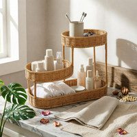 3 Tier Rattan Storage Rack Slatted Three-Tier Storage Rack Space-Saving