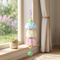 Parrot Toy Grinding Stone with Bell, Mineral Cup Stack Cockatiel Toy for Beak Grinding, Lovebird Cage Accessory with Metal Hanging Chain