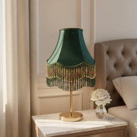 Beaded Velvet Shade Vintage Style Tassel Fringe Lampshade for Hotel Room