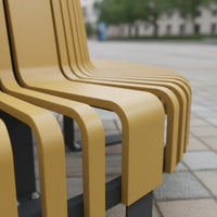 Curved Wooden Slat Seat Modern Artistic Design Fan-Shaped Park Bench Weather Resistant Circular Slatted Wood Bench for Public Squares, Parks, Gardens