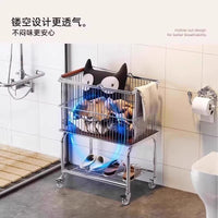 跨境家用可移动脏衣篓卫生间大容量洗衣篮衣服收纳推车置物架批发