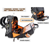Heavy-Duty Tool Backpack for Electricians and Construction Workers