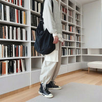 Canvas Tote Bag and Crossbody Bag for Men and Women, Soft Canvas Bag Shopping Bag with Shoulder Strap, Vertical Bag with Zip, Travel Style Bag