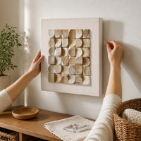 French Cream Style Abstract Square Wall Art for Living Room Sofa Background