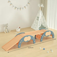 4 Pieces Indoor Climbing Arch with Slide Board Educational Climbing Arch with Mat Natural Climber with Ramp Active for Playroom
