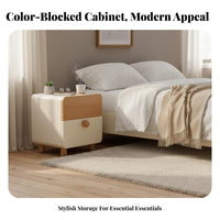 Nightstand with Drawers Two-Tsingle Design design Two-Tsingle End Table Wooden Grain Finish