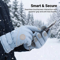 Waterproof Cycling Gloves for Men Women, Winter Thermal Touchscreen Windproof Ski Heart Pattern Blue One Size Fits All