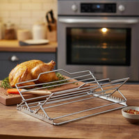 Adjustable Chicken Rack Rust-Resistant Stainless Steel Fowl Holder for Oven
