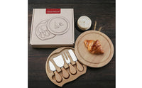 4 Pieces Cheese Knife Set Gift Ready Round Box Cheese Knife Set Rustic Style