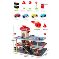 Wooden Parking Garage Playset Develops Movement Skills for Playroom, Kids