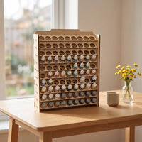 Large Capacity Paint Storage Rack Desktop Wooden Paint Organizer Laser-Cut Easy to Assemble for Crafters, Studio, Workshop