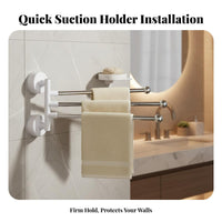 DrillDrillless Installation Swivel Arm Towel Bar 180° Rotating Multi-Rod Swivel Rack Space-Saving Bathroom Fixture Waterproof for Homeowners, Families, Students, Washroom, Dorm Room, Kitchen