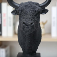 Bull Head Statue Housewarming Gift Bull Head Bust Hand-Painted for Living Room