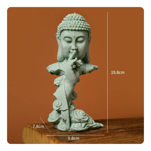 2 Pieces Zen Buddha Ornament Gift Idea Sandstone Buddha Set Good Luck