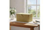 Textile Lined Storage Box Handwoven Lidded Storage Basket Tidy Organization Removable Liner Basket