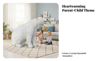 Seated Northern Bear Sculpture Textured Textured Coat Northern Bear Statue White Finish for Lawn, Aquarium Themed
