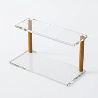 Cosmetics Organizer with Drawers, Clear Acrylic 2 Tier Stackable Design, for Makeup Table and Dresser Top, 2 Storage