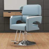 Swivel Salon Chair Stainless Steel Base Hydraulic Styling Chair Dense-Foam Foam Adjustable Barber Seat for Hair Stylists, Barbershop, Beauty Spa