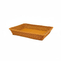 rectangular Woven Fruit Basket Imitation Rattan Basket Multi-Functional Woven Bread Serving Tray for Supermarket, Restaurant, Dining Table