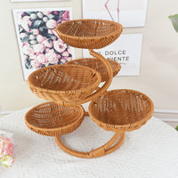 Creative Chinese-Style Handcrafted Double-Layer Rattan-Look Fruit Basket