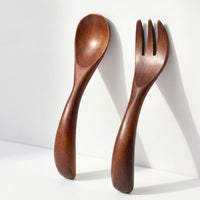 Wooden Dessert Spoon and Fork Set for Children, Small Ice Cream Spoon