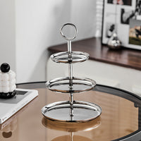 Nordic Light Luxury Stainless Steel Three-Tier Fruit Plate with Stand