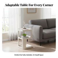 C-Shaped End Table Minimalist design Nightstand Rounded Corners for Home Office