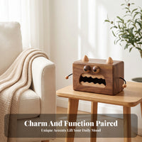 Monster Face Tissue Box Rounded Edges Wooden Tissue Box Cover Tabletop