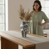 Black and White Striped Vase Decorative Geometric Striped Vase Centerpiece Home Decoration for Entryway