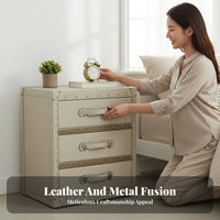 Stacked Luggage End Table Distressed Finish Nightstand Vintage Design