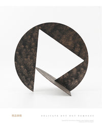 Distressed Abstract Geometric Ornament Vintage Wabi-Sabi Style Decorative Piece