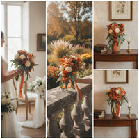 Faux Artificial Bridal Bouquet Lifelike Wedding Bouquet with Ribbons Lightweight Flowers Long-Lasting for Bridesmaids