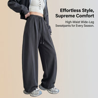 Ladies Trousers High Waist Joggers with Drawstring for Loungewear, Wide Leg Womens Pants for Spring, Comfortable Fit