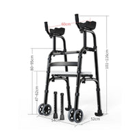 Upright Folding Walking Assistant Strolling Support Height Adjustable Standing Gait Support with Armrests Foldable Folding