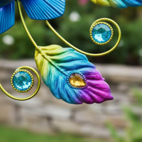 Solar Peacock Stake Translucent Globe Outdoor Decor Iron for Courtyard