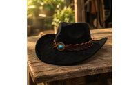 Cowboy Hat with Braided Band Structured Felt Cowboy Hat for Festivals, Travel, Stage