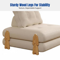 Single Sectional Sofa Bed, Sturdy Wood, Foldable, Cream Minimalist, Small Apartment, Living Room