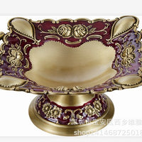 Luxury European Style Alloy Fruit Dish with Handles for Home and Hotel