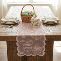 Easter Lace Table Runner Intricate Cutouts Easter Table Runner Machine Washable, Lace Fabric Table Cloth for Home Stylists, Party Hosts, Kitchen, Rectangle Tables