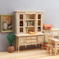 1:12娃娃屋dollhouse微缩家具摆件微场景食玩diy木质素坯餐边柜子