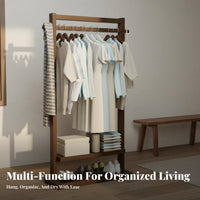 Minimalist Design Clothes Hanging Stand Space-Saving Unrestricted Standing Clothes Rack with Shelves Multifunctional Unrestricted Standing Garment Rack with Shelves Easy Assembly for Apartment Dwellers, Homeowners, Bedroom, Guesthouse, Dorm Room, Entryway