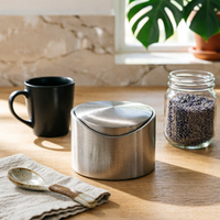 Brushed Steel Trash Can Space-Saving Stainless Steel Trash Can Easy to Clean