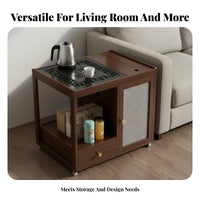 Mobile Tea Table Multi-Functional Rolling Tea Serving Trolley Multifunctional Sofa End Table on Wheels for Homeowners, Seniors, Small Areas, Bedroom