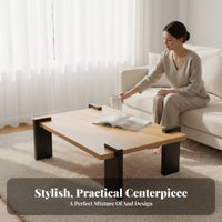 Irregular-Shaped Wooden Table Modern Design Home Furniture Sturdy Legs Minimalist Aesthetic for Apartment Dwellers, Lounge Area