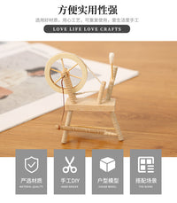 1:12娃娃屋dollhouse迷你家具袖珍模型复古木质原木色老式纺车