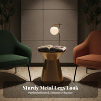 Wire Wire Frame Side Table Marble Top Nightstand Minimalist Design for Bedroom