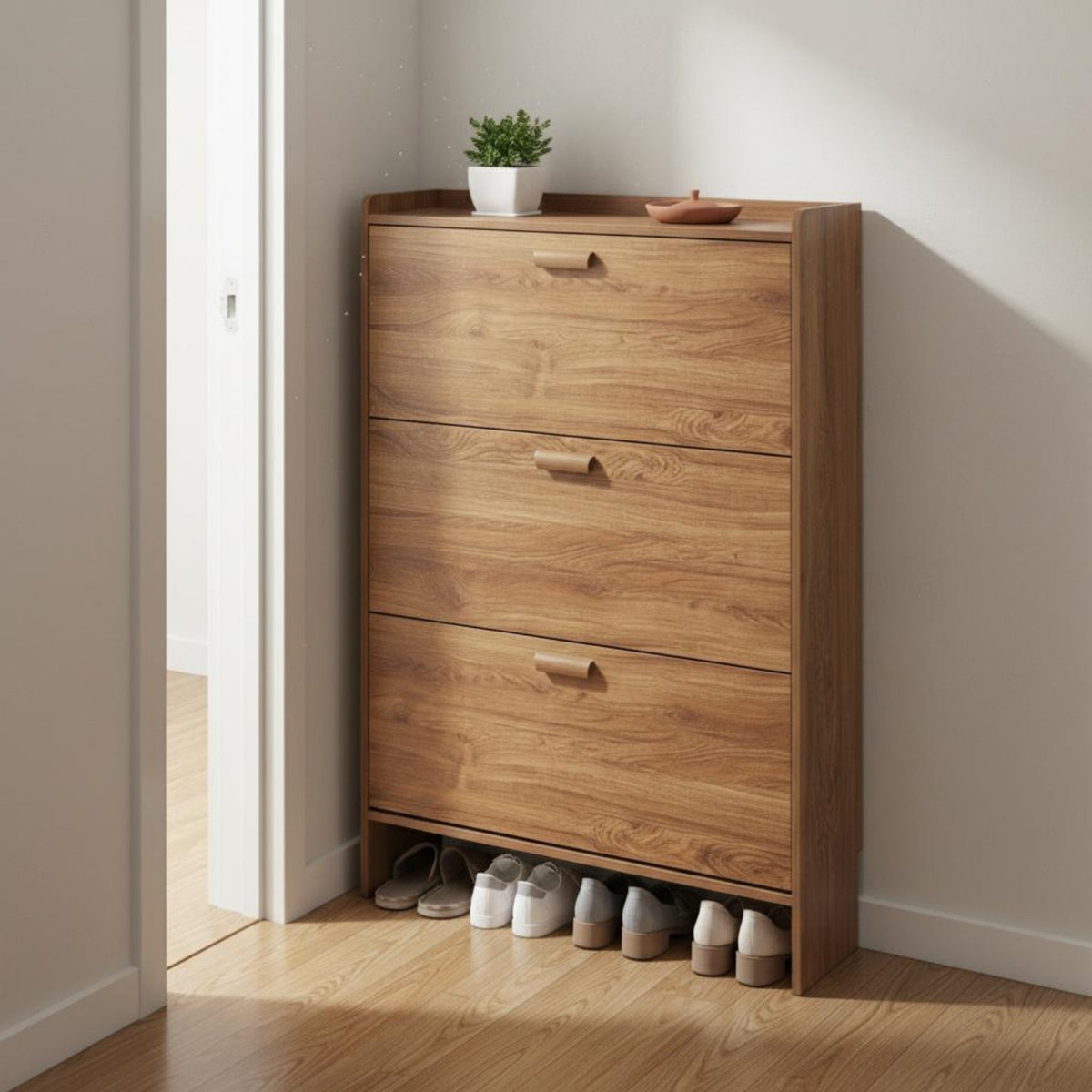 Tipping Bucket Shoe Storage Unit Space-Saving Flip Drawer Shoe Storage Unit Large Capacity for Apartment Dwellers, Homeowners, Hallway, Living Room