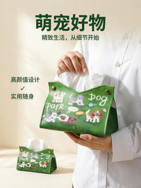 Creative Ins Style Tissue Box Cover with Cute Puppy, Pastoral Style, PU Leather
